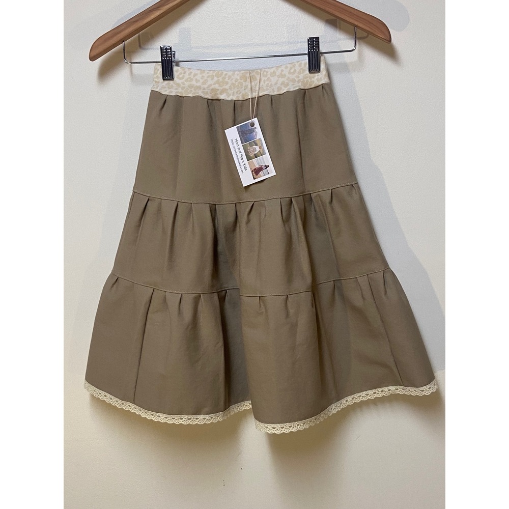 Girls Midi Mom and Pop's Kids Skirt Size 6 Brown Western Upcycled Cotton Twill